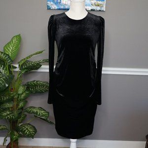 Black Velvet Long Sleeve Maternity Dress